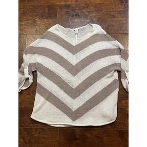 Chicos Chevron knit Dolmon Sleeve Sheer Beachie Shirt Womens Size 3 (XL)